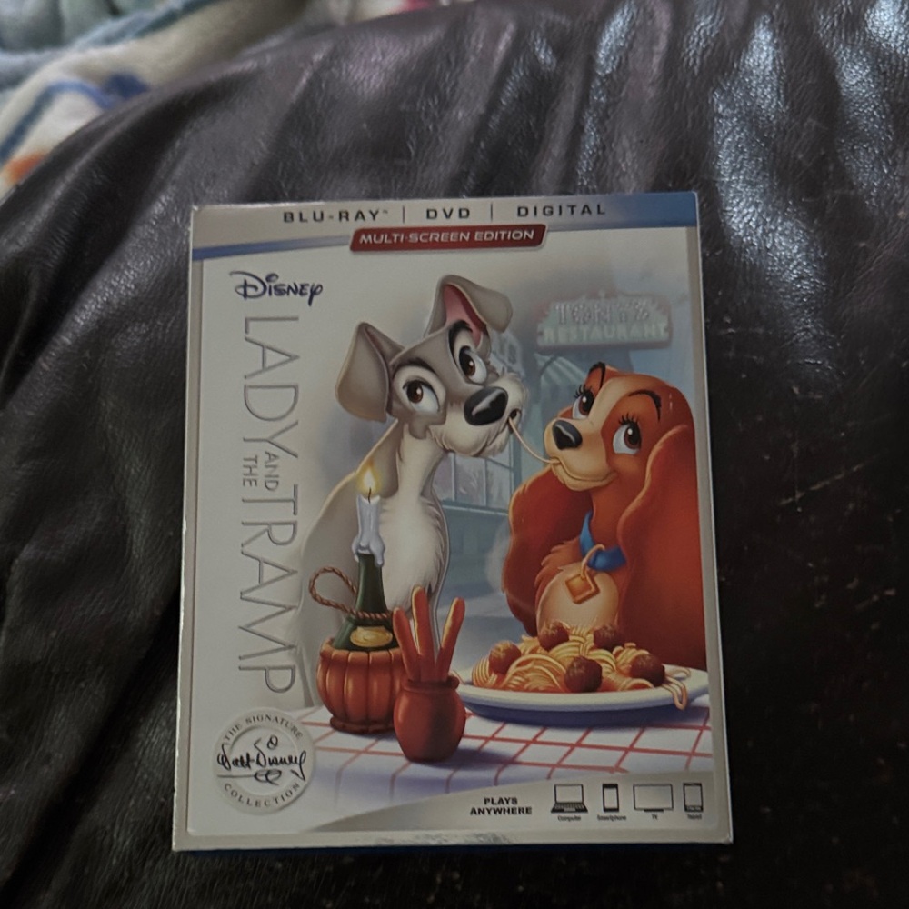 Disney Lady and the Tramp Blu-ray DVD Digital - Red and Brown